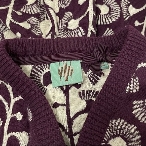 Rare*ANTHRO* HWR Monogram, Climbing Marigold Cotton/Wool Blend Cardigan Sz M - Picture 9 of 10